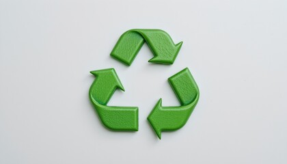 Obraz premium Green Recycling Symbol White Background