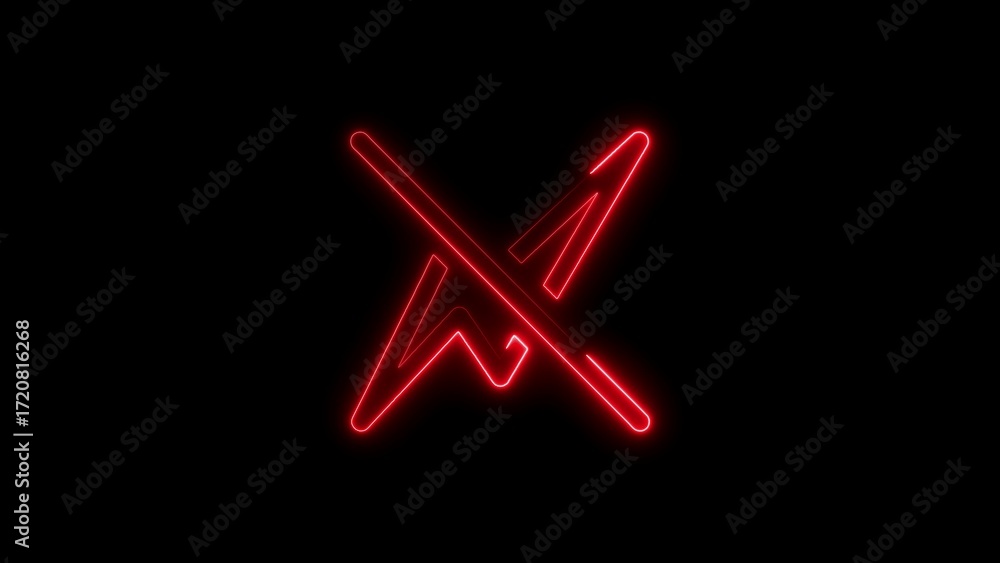 Poster neon red logo design featuring a stylish letter n with sharp lines and a dark backdrop