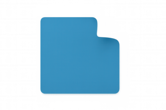 Blue document file icon with turned corner, symbolizing organization, data, and digital records on transparent background