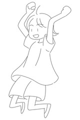 飛び跳ねて喜ぶ女の子のイラスト