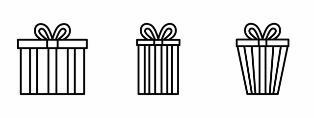 Stock vector. Gift box icons. Black gift box icon set. Gift box, gift elements. Collection of gift box. Vector illustration.