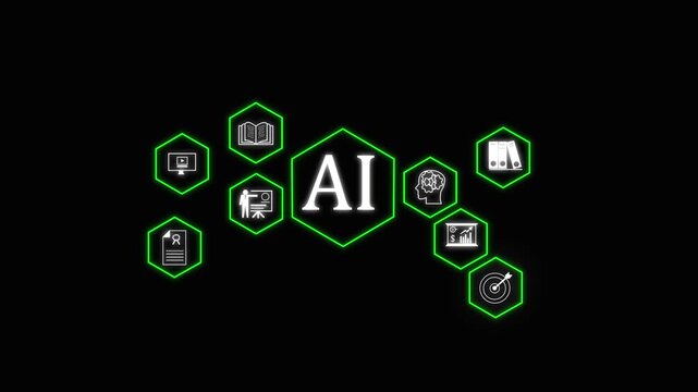 Businessman using laptop and smartphone with ai virtual education . Concept of online learning, digital training, skill development, e-learning platform and modern knowledge transformation. 4k video .