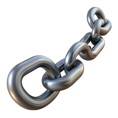 3d realistic metal chain links isolated on transparent background