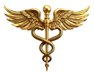 Caduceus medical symbol on white background