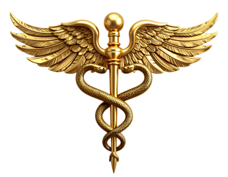 Caduceus medical symbol on white background