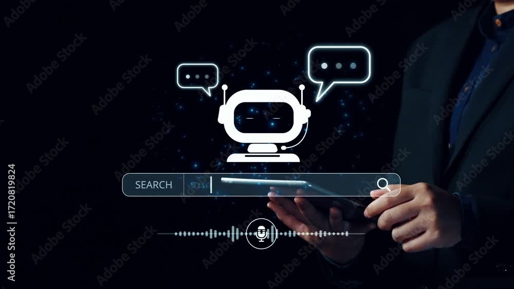 Poster ai assistant with voice chat interface, combining smart chatbot, voice command, and ai-powered contr