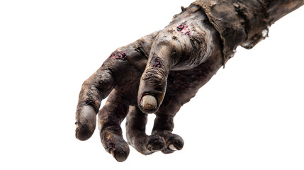 Zombie Hand Isolated on White Background, Cut Out PNG, Transparent Background
