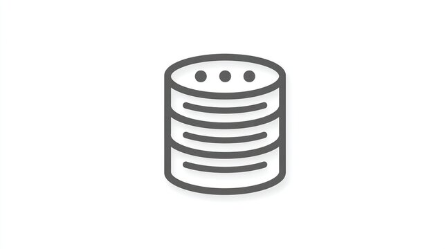 Gray outline icon of a cylindrical data storage container with stacked layers and small circles