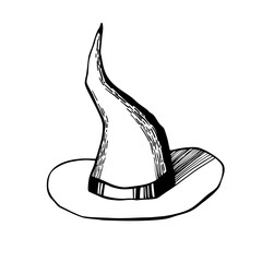 Magic hat, black and white vector illustration. Illustration for children's crafts, stationery, textiles, and interior design.