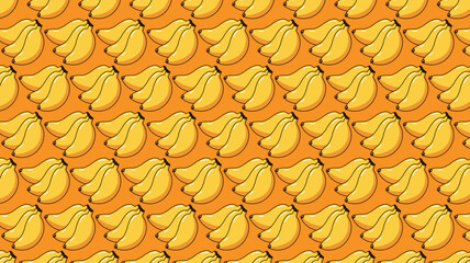 Banana illustration, pattern repeat, in yellow tones
