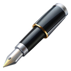 3d classic fountain pen isolated on transparent background