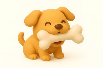 Obraz premium Adorable Puppy with a Bone A Cheerful Canine Companion Illustration