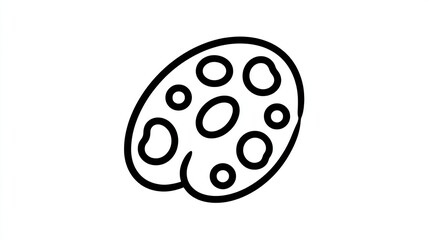 A simple line drawing of an artist's palette, slightly irregular in shape, with several unevenly sized circular wells for paint