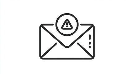 A simple line-art illustration of an email envelope with a superimposed warning alert symbol indicating a potential problem or error with the message