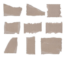 Torn beige paper pieces arranged in a grid layout
