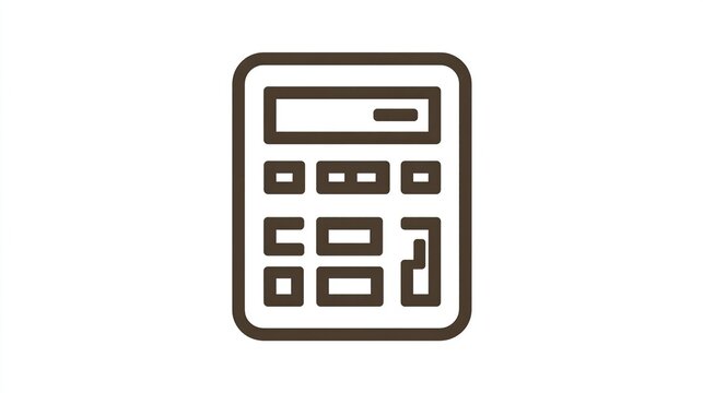 Simple, outlined, brown calculator icon - Powered by Adobe