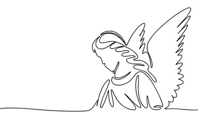 Angel Portrait in Continuous Line Art
