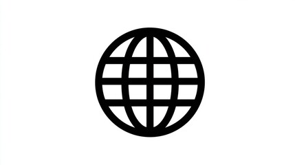Simple black globe icon with intersecting lines