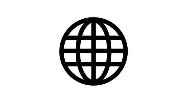 Simple black globe icon with intersecting lines
