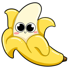 funny cute character banana cartoon fruit for childern book illustration sticker