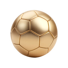 Golden soccer ball isolated on transparent background