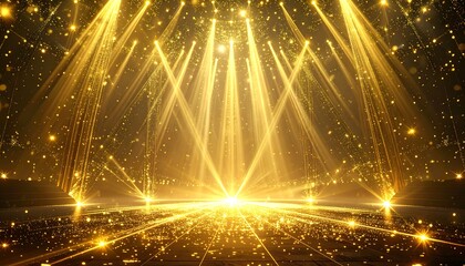 Golden spotlight stage