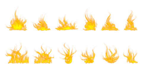 Fire animations showcasing various flames in different shapes and sizes