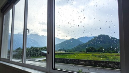 Water Droplets on Glass Window – Rain Texture Background