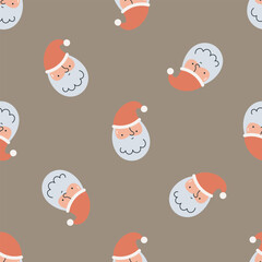 Seamless pattern with Santa Claus. Flat vector background. Christmas design. Creative texture for fabric, wrapping, textile, wallpaper, apparel.