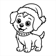 Cute Puppy Vector, Christmas Dog Illustration, Holiday Pet Clipart