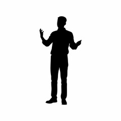 It professional gesturing about server issues silhouette