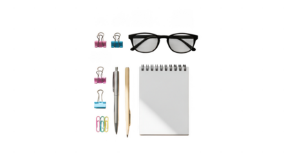 Workspace Stationery Isolated Flatlay Black