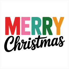 Merry Christmas Colorful Typography Holiday Vector Illustration, Festive Christmas Greeting Card Cartoon Clipart Vector, Holiday Season Merry Christmas Typography Vector Art.
