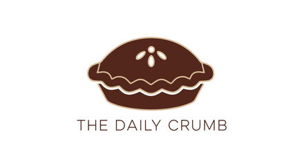 A simple, stylized brown pie logo with a wavy crust and decorative dots, featuring the text 'THE DAILY CRUMB' below it on a white background.