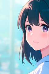 思い詰めて涙をためる女子高生