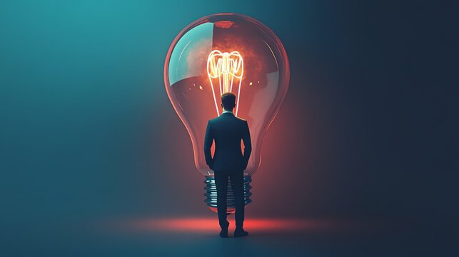Innovative thinking concept with a light bulb.