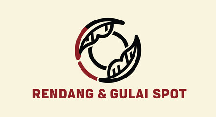Logo for 'Rendang & Gulai Spot', a restaurant specializing in Asian cuisine, with a circular emblem on a cream background.