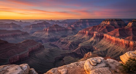 Majestic Grand Canyon Sunrise with Vibrant Sky