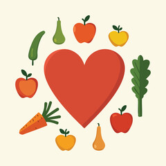 Heart Health Vector Set for World Heart Day – Red Heart Symbols, EKG Pulse Lines, Doctors, Nurses, Heart Shield, Family Care, Heart Disease Prevention, Medical and Fitness Icons