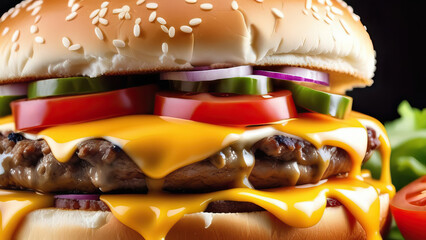 Grilled cheeseburger burger snack fast food advertising mockup
