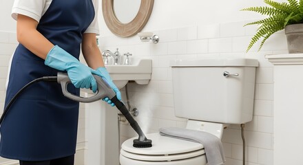 Professional Cleaning Service Steam Cleaning a Toilet