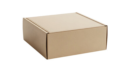Simple brown cardboard box for product packaging and shipping needs with a clean and minimalist aesthetic appeal on transparent background