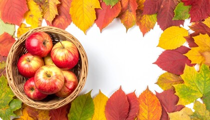 autumn leaves and apples：autumn leaves frame