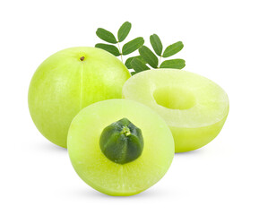 Fresh Indian gooseberries on transparent png ( Image from camera)