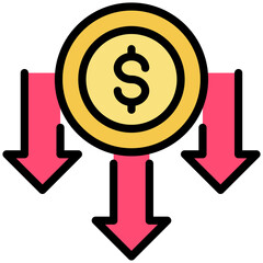 Cost reduction icon for economy macro, business, website, application, printing, document, poster design, etc