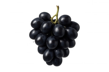 Fototapeta premium Bunch of fresh black grapes with stem, offering healthy eating, natural sweetness, and a delicious seasonal fruit snack
