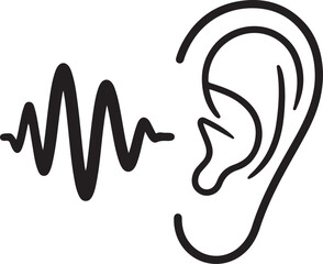 Obraz premium Illustration of sound wave entering an ear, isolated on white background