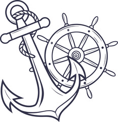 Anchor reliability outline icon vector on transparent.