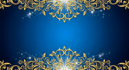 This is an Elegant Blue and Gold Ornate Background Design, perfect for various artistic uses