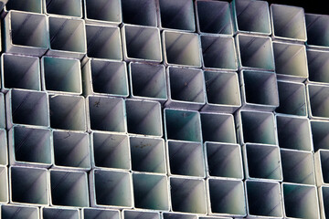Industrial Stacked Steel Tubes in Organized Pattern for Manufacturing